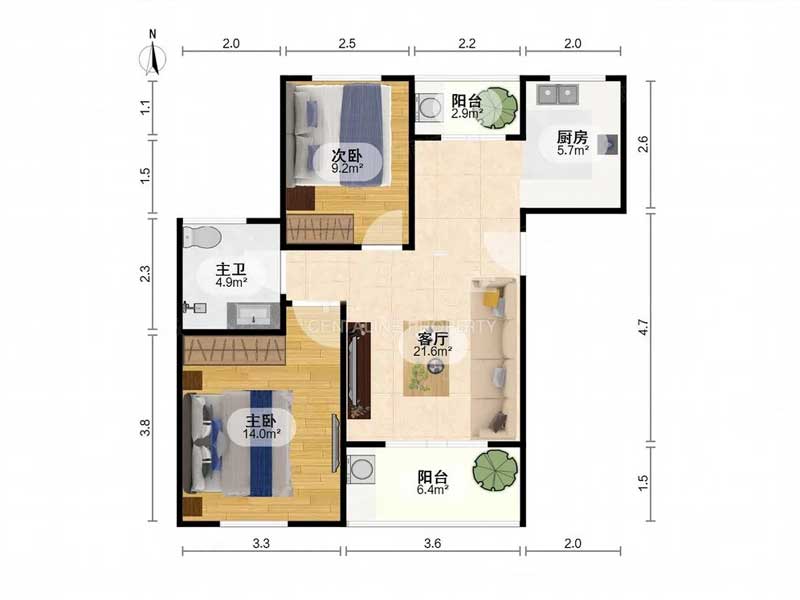 主卧朝南,小区中心位置,采光充足,得房率高 主卧朝南,小区中心位置,采光充足,得房率高